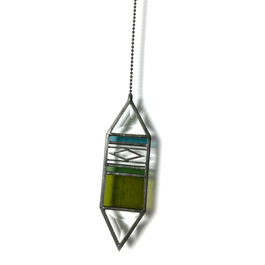 Small Yellow Green/Olive Trigon Suncatcher