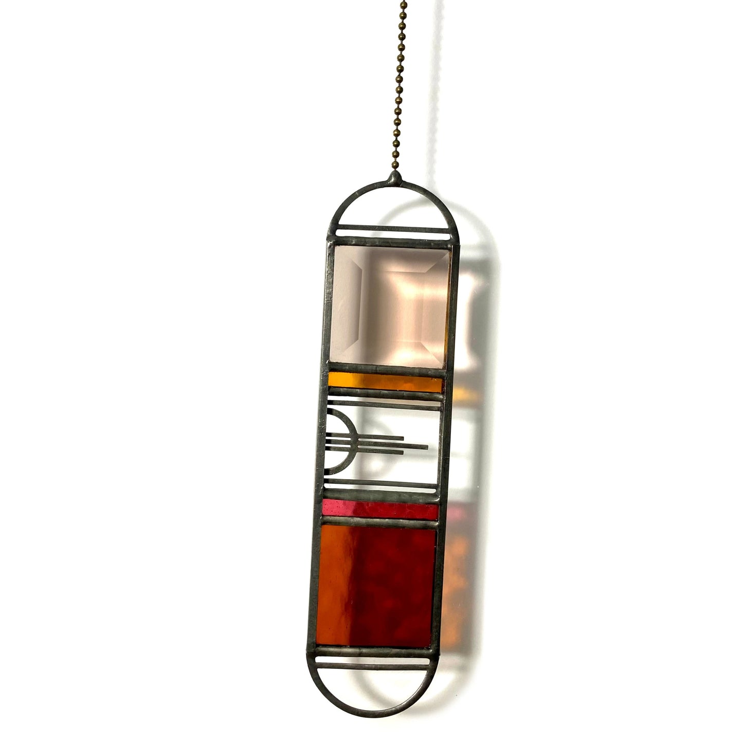 Small Peach/Dark Amber Sunburst Suncatcher