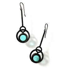 Load image into Gallery viewer, AQUA ECLIPSE PENDULUM EARRINGS
