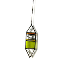 Load image into Gallery viewer, SMALL AMBER/CHARTREUSE TRIGON SUNCATCHER
