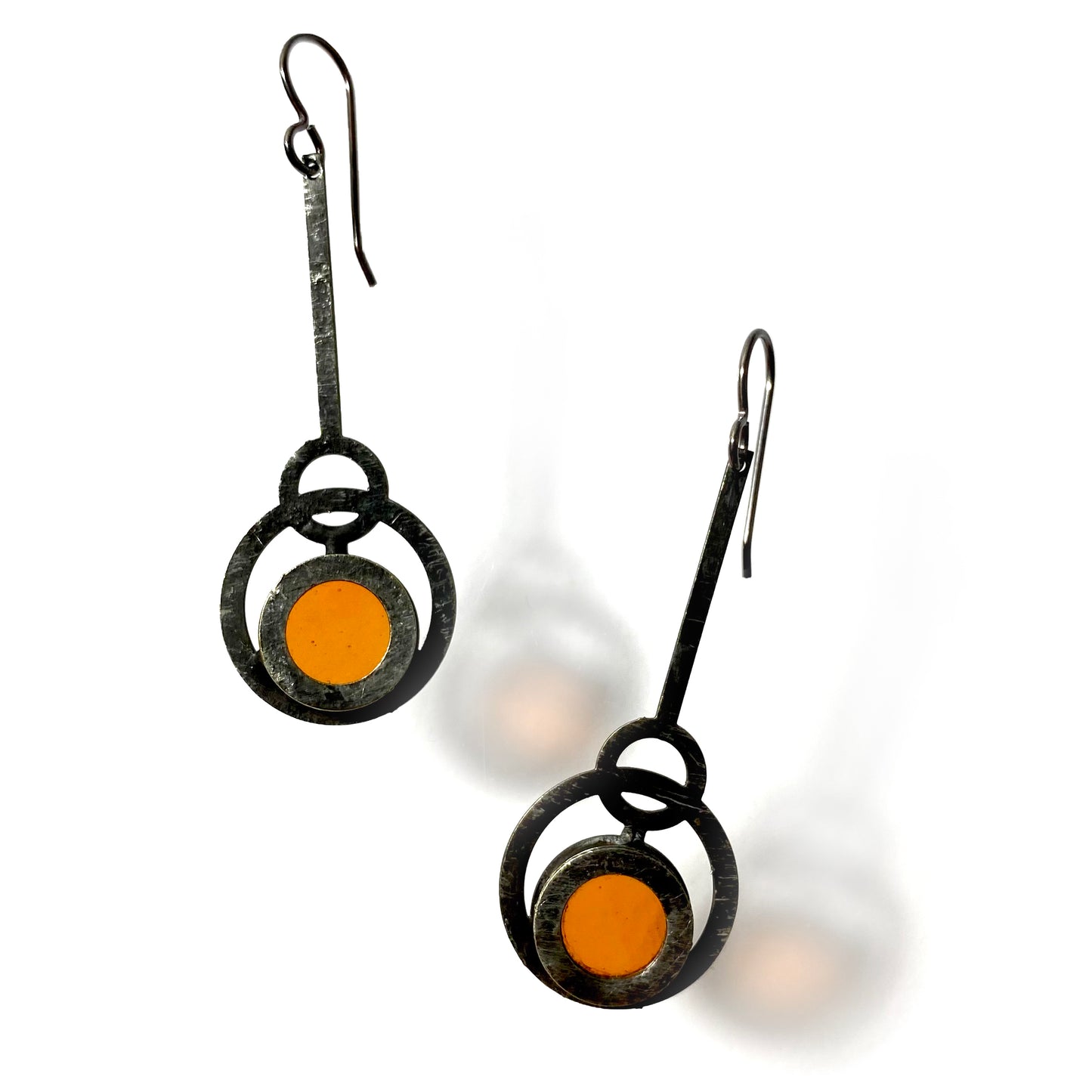 Sunset Coral Eclipse Pendulum Earrings