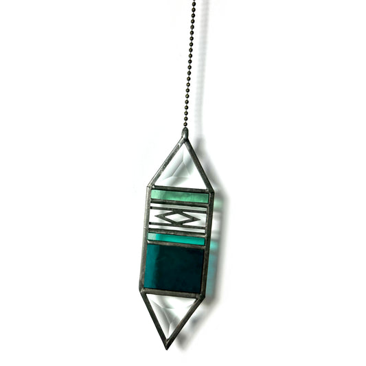 Small Dark Teal/Seafoam Trigon Suncatcher
