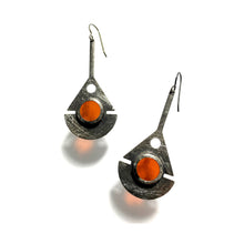 Load image into Gallery viewer, LARGE SUNSET CORAL PENDULUM EARRINGS
