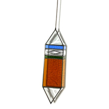 Load image into Gallery viewer, AMBER/PERIWINKLE TRIGON SUNCATCHER
