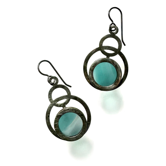 Sea Blue/Ivory Eclipse Earrings