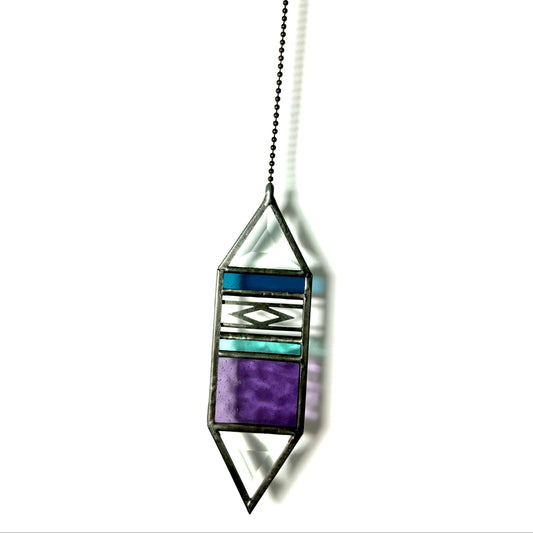 Small Violet/Steel Blue Trigon Suncatcher