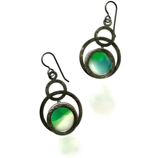 Emerald/Sea Blue/Ivory Eclipse Earrings