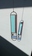 Load and play video in Gallery viewer, LONG TURQUOISE/PLUM MERIDIAN SUNCATCHER
